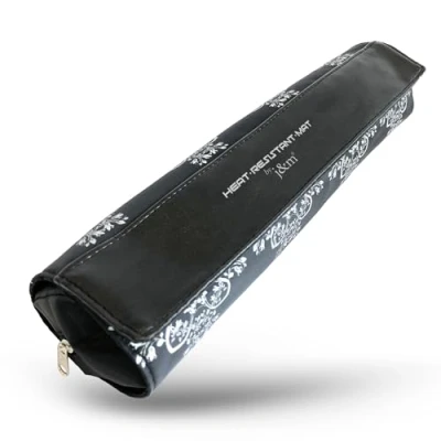 Imagen de Plancha de pelo Estuche cuero PU y alfombrilla enrollable: elegante bolsa viaje con cremallera desmontable (Mandala)