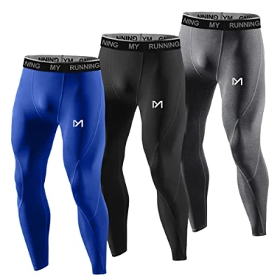 Imagen de MEETYOO Leggings Hombre, Pantalón de Compresión Secado Rápido Pantalones Deporte Mallas Largas para Running Fitness Yoga