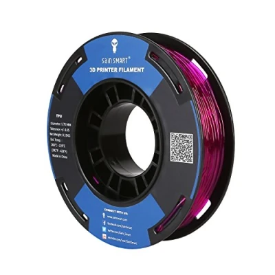 Imagen de Carrete pequeño SainSmart de 1,75 mm filamento 3D flexible TPU 250 g, precisión dimensional +/ 0,05 mm, Shore 95A, Lila