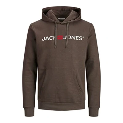 Imagen de JACK &amp; JONES Sudadera con capucha para hombre logotipo, Mulch/Reg Fit, XS