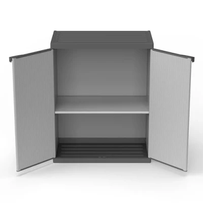 Imagen de Mongardi W2015 Armario de Resina PVC y PP, 2 Puertas, 1 Estante, fácil Montar, Modular System, Resistente, Apto para ambientes Interiores Exteriores, 68 x 40 85 cm, Gris Negro, Unica