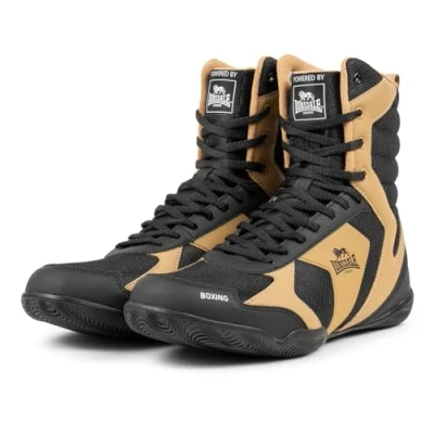 Imagen de Lonsdale Heskin, Zapatillas de Boxe Unisex Adulto, Negro Oro Blanco, 43 EU