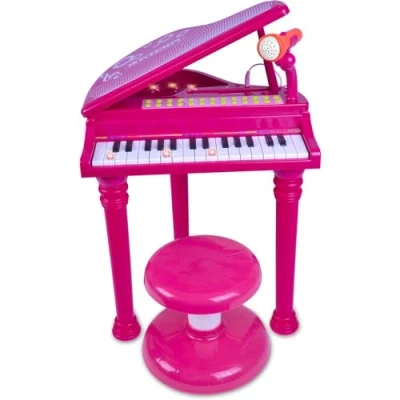 Imagen de Bontempi Electronic Grand Piano with Stool and Microphone, Color Rosa (10 3072)