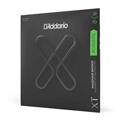 Imagen de D&#039;Addario Guitar Strings Coated Acoustic XT Phosphor Bronze For 6 String Extended Life, Natural Feel XTAPB1670 Medium, Baritone, 16 70