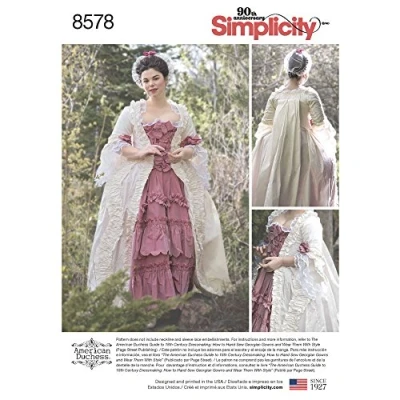 Imagen de Simplicity Simplcity 8578Simplicity Pattern 8578 Vestido del Siglo XVIII para Mujer, Papel, Blanco, R5 (14 16 18 20 22)