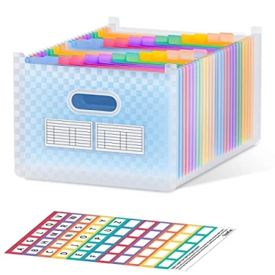 Imagen de ThinkTex Carpeta Expansible de 26 Bolsillos,Vertical y Abierta Pestañas Colores la A Z, Acordeón Mayor Capacidad, Material para Profesores Azul
