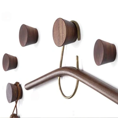 Imagen de Percha Pared Madera, Gancho Madera De 5 Piezas, para Colgar Abrigos, Gorros, Bufandas, Chaquetas, Ropa Y Auriculares En El Dormitorio, Sala Estar, Pasillo