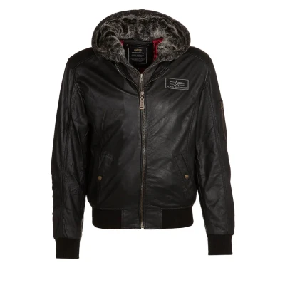 Imagen de Alpha Industries MA1 DTEC Leather Chaqueta de cuero, Hombre, Talla: Medium, Black