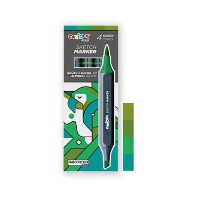 Imagen de Carioca Plus Sketch Marker Marcadores de doble punta, tonos verdes, 4 unidades