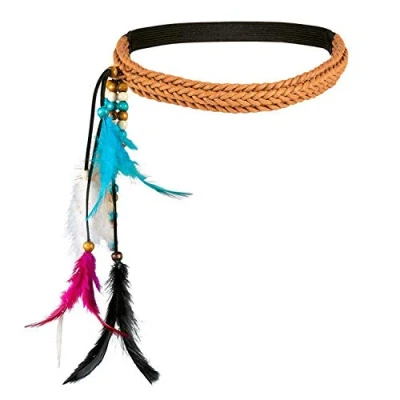 Imagen de Boland 44548 diadema para festival, con plumas, adultos, bohemia, hippie, india, carnaval, fiesta temática, Halloween