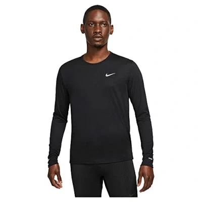 Imagen de Nike M NK DF UV Miler Top LS Sweatshirt, Mens, Black/Reflective silv, 2XL