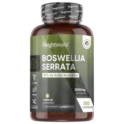 Imagen de Boswellia Serrata 2000mg 180 Cápsulas Veganas para 6 Meses de Suministro Con 85% Ácido Boswélico Ingredientes Origen 100% Natural Sin Estearato Magnesio, Gluten ni OGM