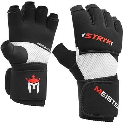 Imagen de Meister Guantes Internos STRYK con EliteGel para Boxeo y MMA Reemplaza Las Vendajes de Mano o Entrenamiento Golpeo Negro Pequeño