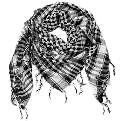 Imagen de TRIXES Bufanda Negra y Blanca Desierto Shemagh Recreación Estilo Militar Airsoft Ejército Algodón Liviano Keffiyeh