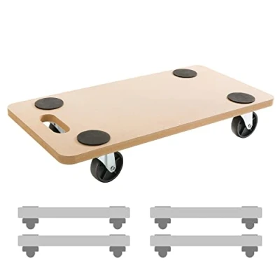 Imagen de Arebos Plataforma con Ruedas de Carga Roll Tabla para Transporte Tablero rodante 4 Unidades hasta 200 kg Incl. Almohadillas Goma