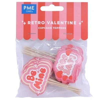 Imagen de PME San Valentín Toppers para pasteles Retro, Set de 24