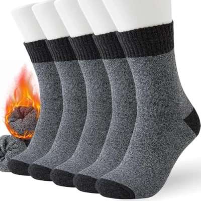 Imagen de Josnown Calcetines Termicos para Hombre, 5 Pares Gruesos y Cálidos de Lana, Diseño Suave Acogedor Rizo Completo, Cómodos Transpirables Invierno Frío, Talla 39 45
