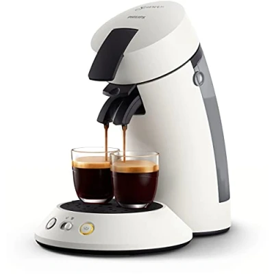 Imagen de Philips Senseo Original Plus Cafetera de Monodosis, Blanca, Selección Intensidad, Tecnología Coffee Boost, Hecha con Plástico Reciclado, CSA210/11