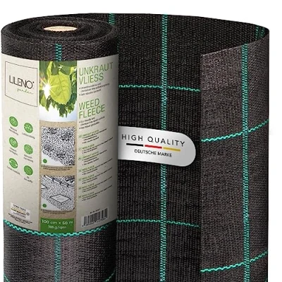 Imagen de LILENO HOME Tela antimalas hierbas de 50 m² [100 g/m²] Lámina para malas jardín permeable al agua resistente a desgarros con rejilla y los rayos UV [1 m x m]
