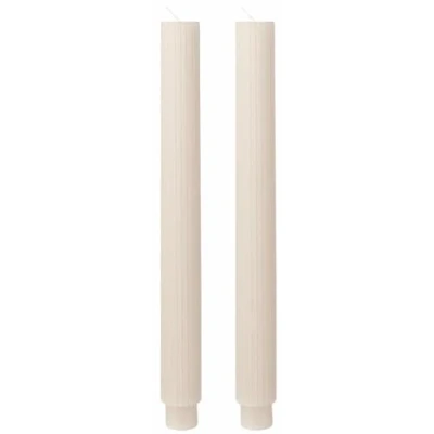 Imagen de Ginger Ray Velas navideñas acanaladas de color marfil para decoración mesa, paquete 2