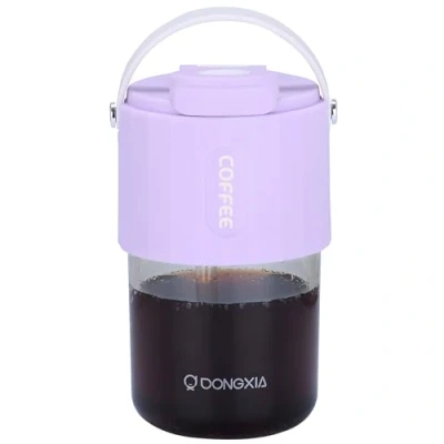 Imagen de BELLE VOUS Taza con Tapa y Pajita de Plástico Morado 400 ml Vaso Reutilizable Libre BPA a Prueba Fugas, Paredes Gruesas Té Helado, Café, Agua Bebidas Frías Calientes