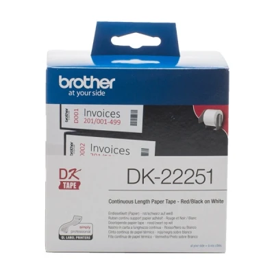 Imagen de brother dk22251 black/red on white roll (6.2 cm x 15.24 m) 1 roll(s) label continuous paper