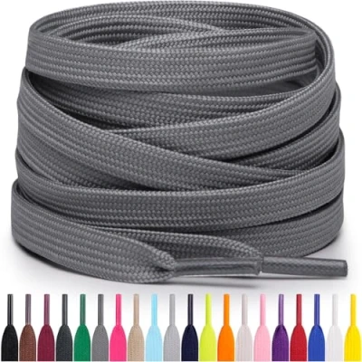 Imagen de Miscly Cordones Planos para Zapatillas, Disponibles en Varias Tallas y Colores (Gris, 91 cm)