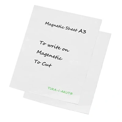 Imagen de TUKA i AKUT 2x A3 Lámina Magnética, Escribir y Recortar, Pizarra Imánde Goma para Enseñanza, Publicitario, Póster, Etiqueta. Magnética Borrable Reescribible, Juego de 2 en Blanco TKD9041