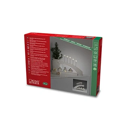 Imagen de Konstsmide Luces de Navidad/Silueta Village Motivo con decoraciones estrella/Decoración adorno Navidad/Funciona pilas: 2xAA (Excl.)/Escena Navidad Diodos blancos cálidos