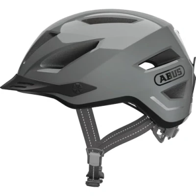 Imagen de ABUS casco de ciudad Pedelec 2.0 bicicleta con luz trasera y cubierta para la lluvia el tráfico urbano mujeres hombres gris, talla L, gris (race grey), L (56 62 cm)