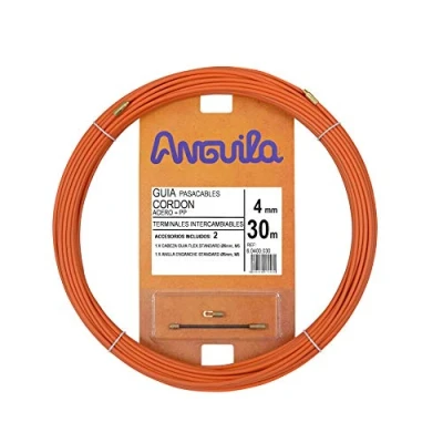 Imagen de Anguila Guía Pasacables Terminales Intercambiables Cordón de Acero + Propileno Color Naranja Diámetro 4mm 30 metros
