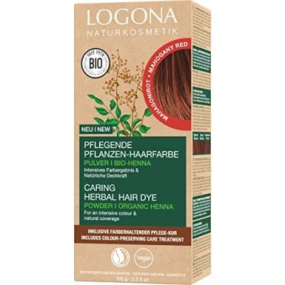 Imagen de Colorante vegetal Caoba Logona (mahogany red) 100 g + 15 ml