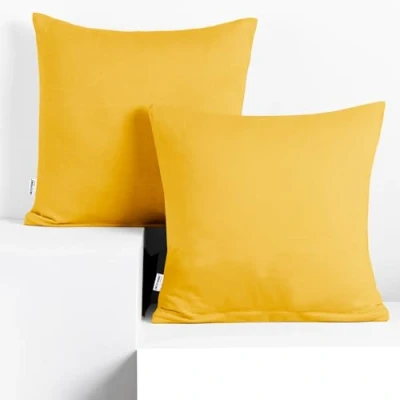 Imagen de DecoKing 2 Fundas de Almohada 80 x cm, algodón, con Cremallera, Color Amarillo y ámbar