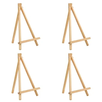 Imagen de BELLE VOUS Caballete Pintura de Madera Mostrar Arte (Pack 4) 30 cm Caballetes para Mesa Pequeños Pino Natural Trípode Exhibir Lienzos, Manualidades Marcos Set Mini