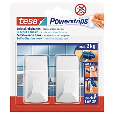 Imagen de tesa Powerstrips Hooks L rectangular white