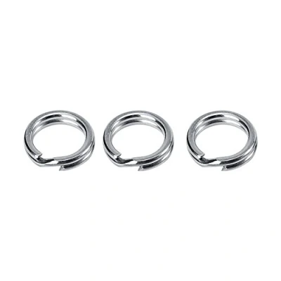 Imagen de VGEBY 50 unids/100 anillos divididos, acero inoxidable pesca cebo doble círculo conector de anillo dividido (8 # piezas)