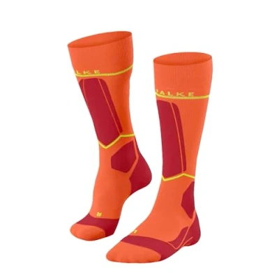 Imagen de FALKE SK Energizing Wool M KH lana hilo funcional con compresión 1 par, Calcetines de esquí Hombre, Naranja (Flash Orange 8036) Circunferencia la pantorrilla W2, 43 46