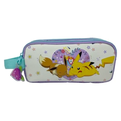 Imagen de CyP Brands Pokémon, Portatodo, Estuche, Material Escolar, Papelería, Colección Flowers, Color Crema, Producto Oficial