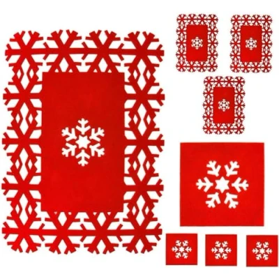 Imagen de Juego de manteles Individuales Fieltro poliéster, 8 Unidades, Color Rojo