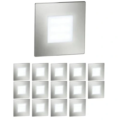 Imagen de ledscom.de 15 LED aplique de escalera/plafón empotrable FEX para interiores y exteriores, angular, acero inoxidable, 85 x mm, blanco frío