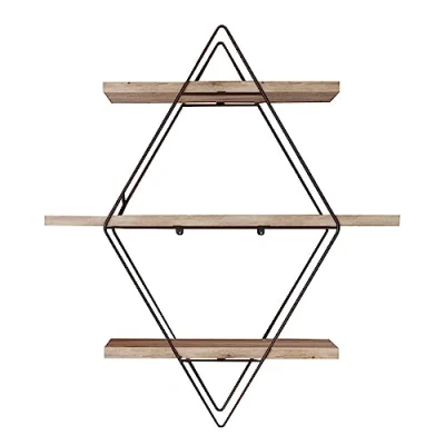 Imagen de Estante de pared en forma rombo con 3 niveles negro