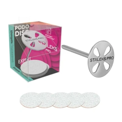Imagen de STALEKS PRO Base pododisco L de 25 mm con 5 recambios grano 180. Acero inoxidable. Disco pedicura.