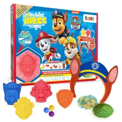 Imagen de INKEE Caja regalo Paw Patrol set de baño niños 7 aditivos para niños, Pawpatrol bombas y sales infantiles diferentes fragancias + accesorio