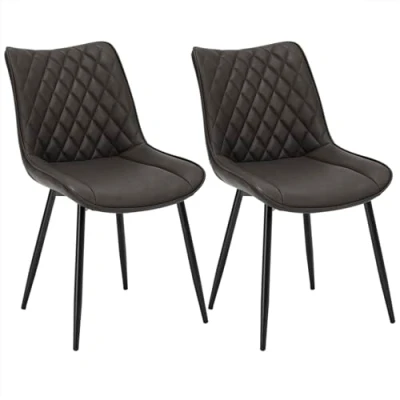 Imagen de WOLTU Sillas de Comedor Pack 2, Cocina Tapizadas en Piel_sintética, Ergonómicas con Respaldo para Salón y Dormitorio, Estilo Nórdico, Patas Metal, Marrón, BH210br 2