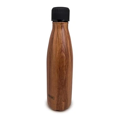 Imagen de NERTHUS FIH 516 Termo Doble Pared para frios y Calientes Diseño Madera de Acero Inoxidable 500 ml Libre BPA, 18/8