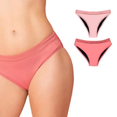 Imagen de Bragas menstruales Beppy 2 unidades Ropa Interior menstrual para flujo medio o leve Calzones absorbentes Coral (M)