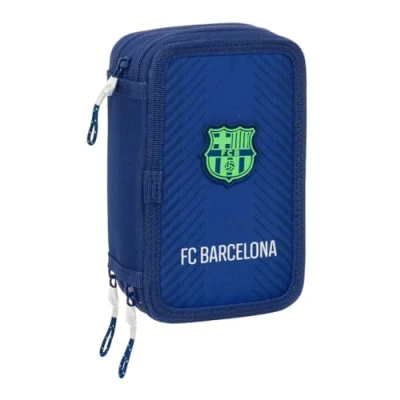 Imagen de Safta F.C. Barcelona Navy Blue Estuche Escolar con 37 Útiles Incluidos, Infantil, Niño, Ideal para Niños de 5 a 14 Años, Cómodo y Versátil, Calidad Resistencia, 12.5x5.5x19.5 cm