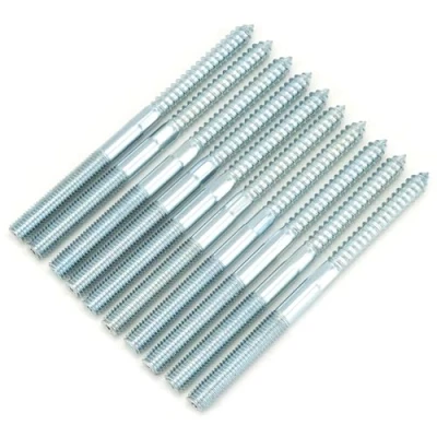 Imagen de QWORK® Juego de 10 Tornillo Doble Rosca Ø10x140mm Acero Galvanizado
