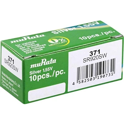 Imagen de Murata SR920SW PBWW 371 Pilas de botón (óxido Plata, 40 mAh, 1,55 V, 10 Unidades)