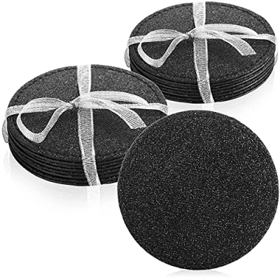 Imagen de com four® 8X Posavasos para Bebidas de Mesa Redondos con Brillo plástico Ø 10cm (08 Piezas Negro)